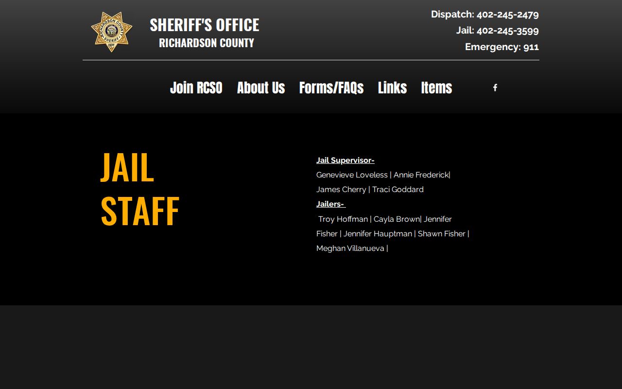 Richardson County jail information and warrant record limits