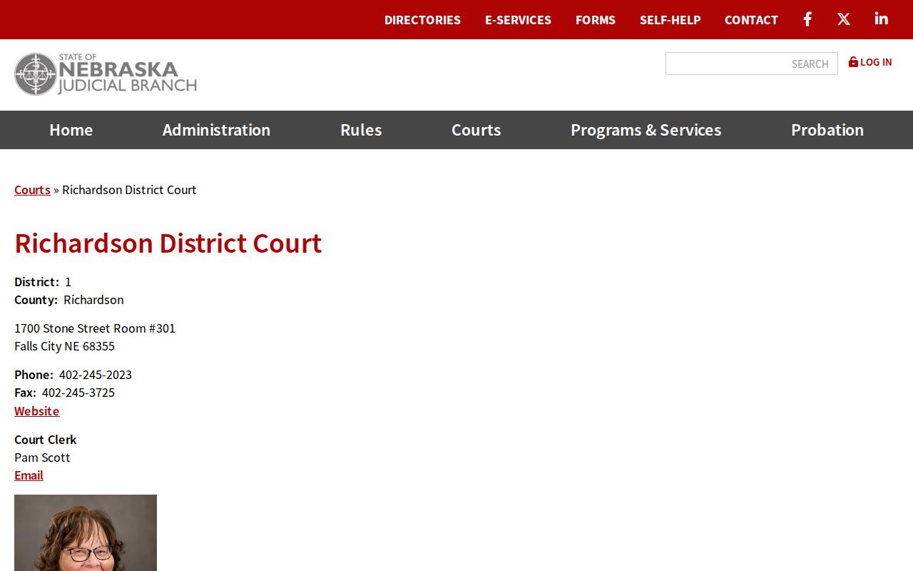 Richardson County District Court route for bench warrant records