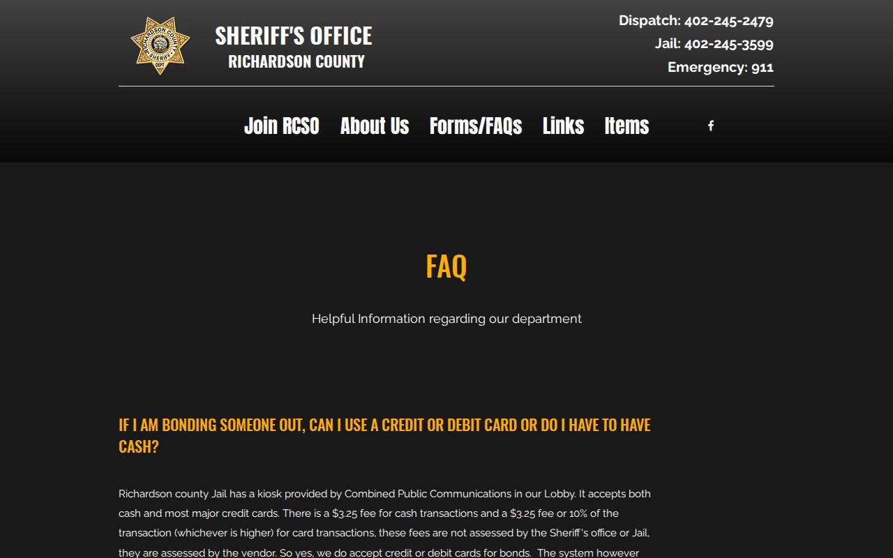 Richardson County District Court FAQ for warrant record access