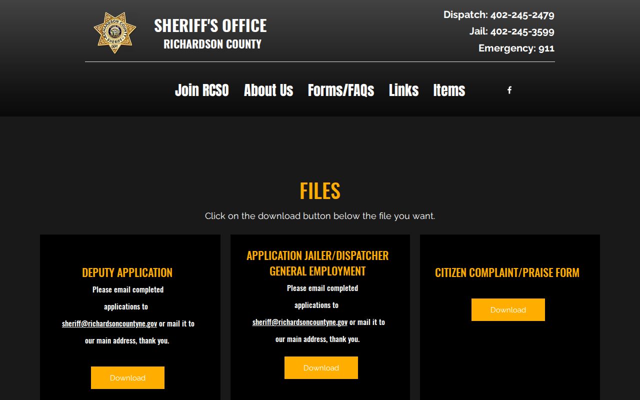 Falls City municipal police contact context for Richardson County municipal warrants