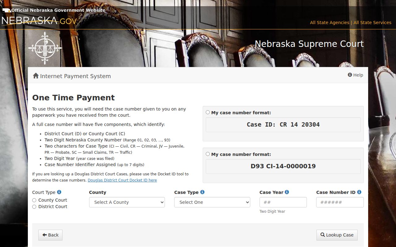 Richardson County traffic warrant case payment court and county fields