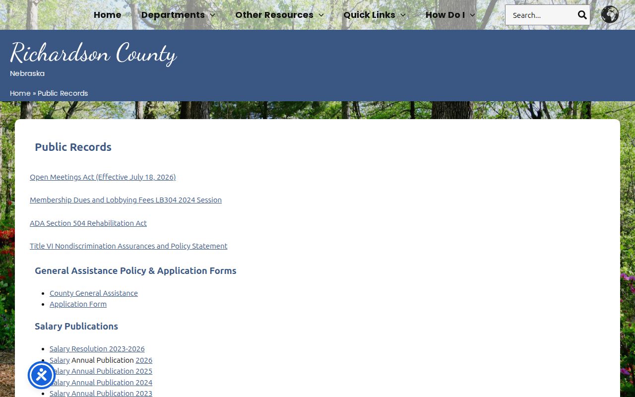 Richardson County public records route for municipal warrant questions