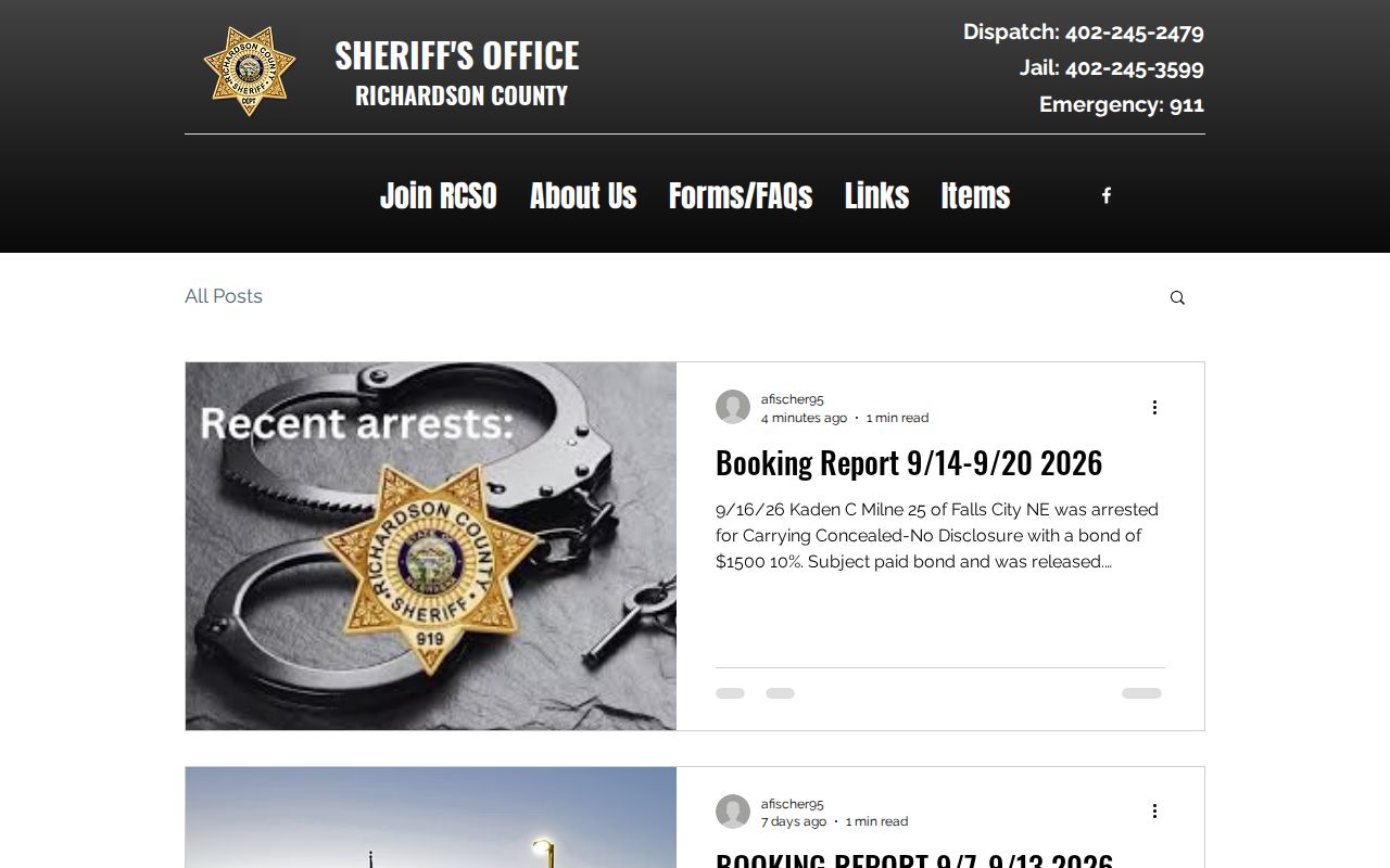 Richardson County sheriff archive navigation related to most wanted and warrant information
