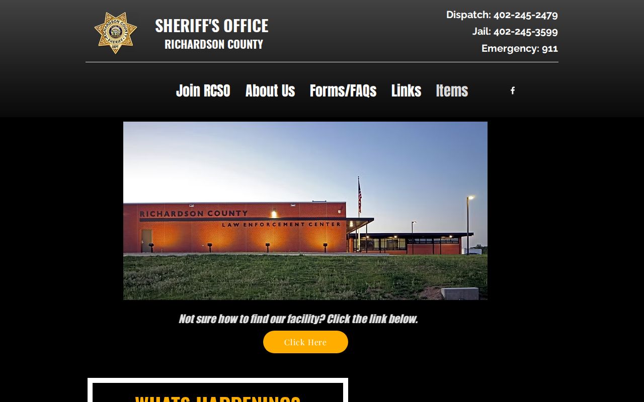 Richardson County sheriff site navigation for warrant records